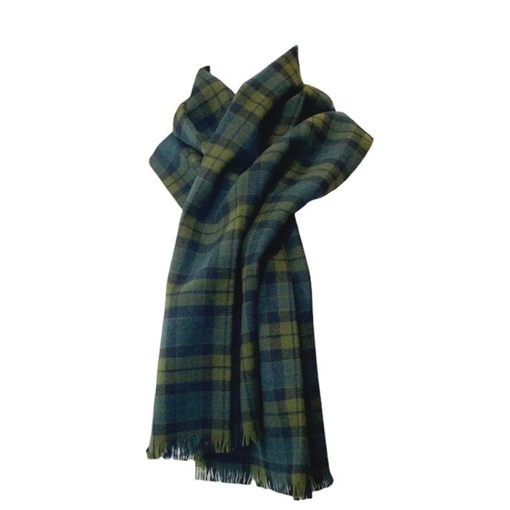 Bloomingdales Vintage Scotland All Wool Tartan Plaid Scarf Manleigh 50" Fringe